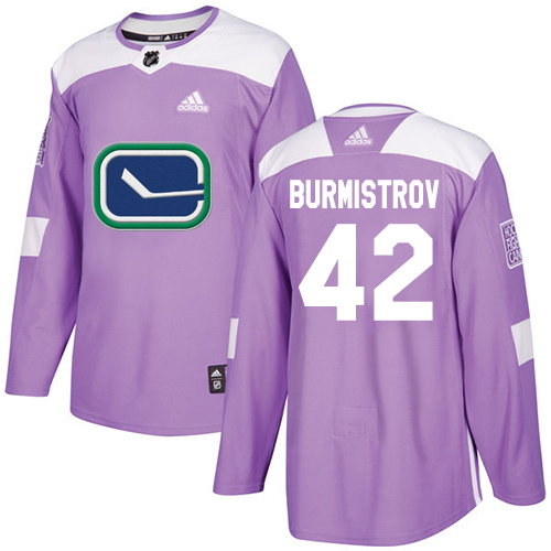 Adidas Canucks #42 Alex Burmistrov Purple Authentic Fights Cancer Stitched NHL Jersey